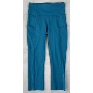 Lululemon Capri Leggings Sz 4‎ Blue Tied To It Crop EUC
